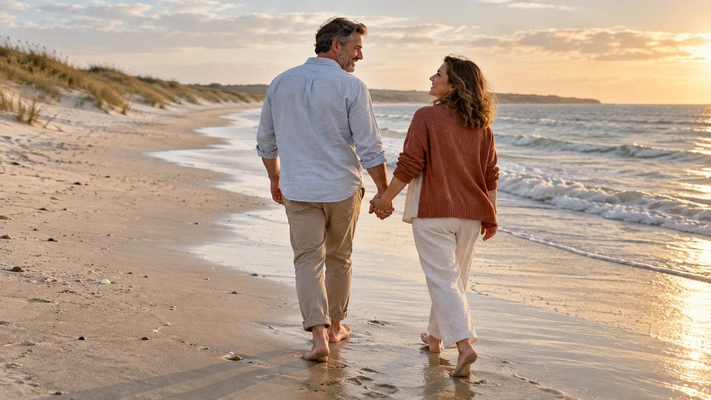 Daniel and his wife on a beach