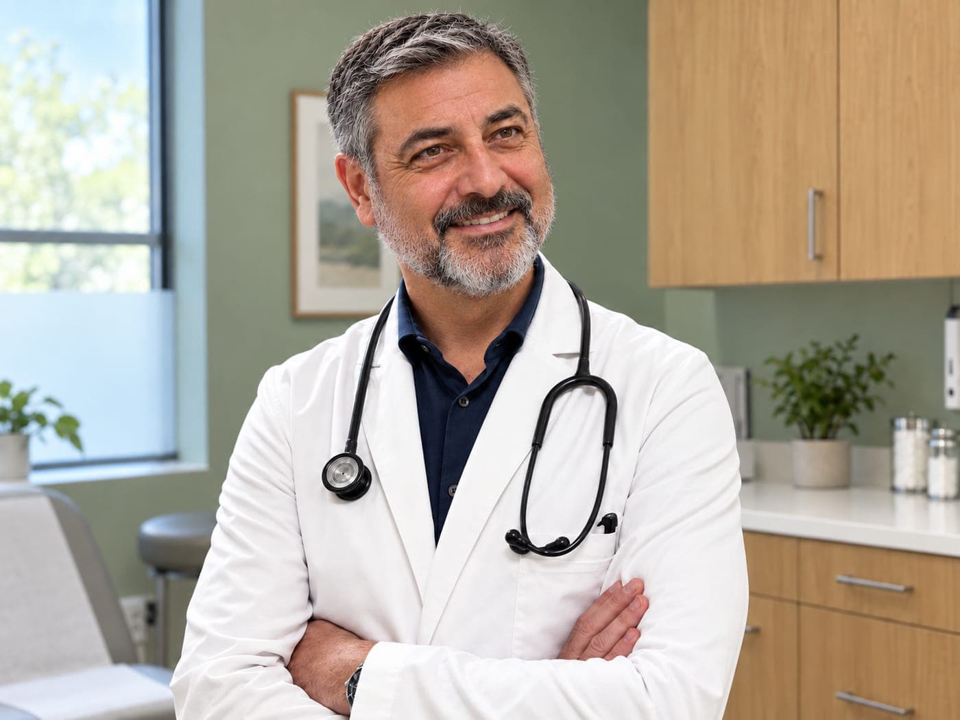 A urologist talking with a patient during a second-opinion visit